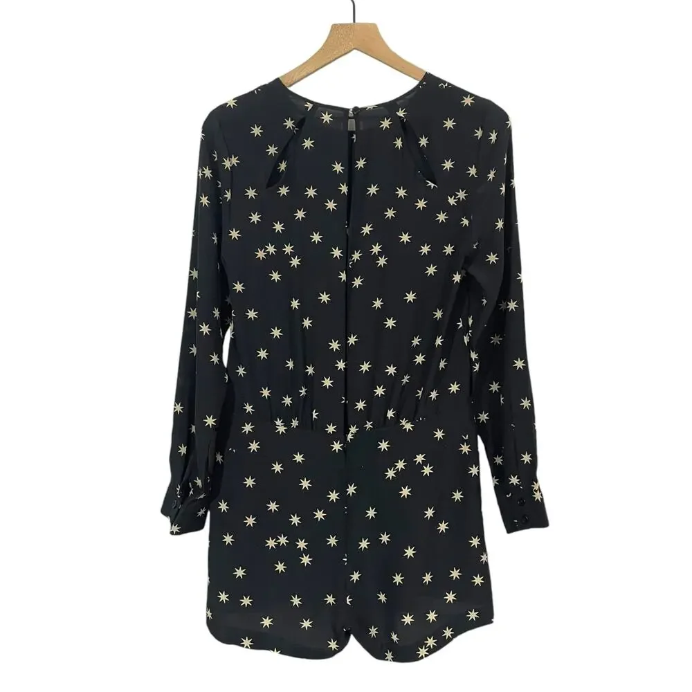 Pam & Gela Long Sleeve Silk Romper - Black & Cream - 0 - Picture 6 of 15